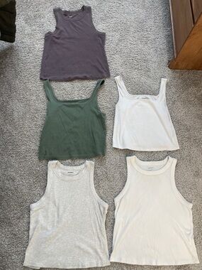 Women’s Ribbed Tank Top - White, Gray, Olive, Taupe